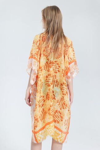 ملابس سباحة نسائية من MEANBEAUTY ملابس سباحة لتغطية ملابس السباحة مطبوعة بالورود وأكمام قصيرة كيمونو كارديجان فستان الشاطئ 2024 in Kuwait