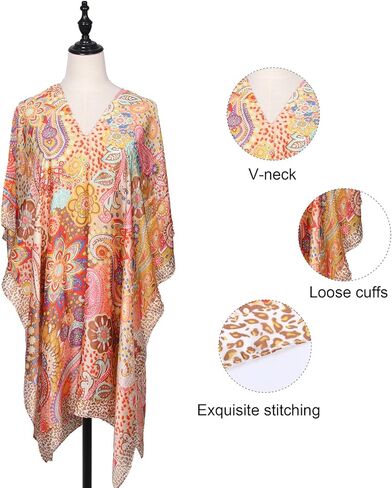 ملابس سباحة نسائية من MEANBEAUTY ملابس سباحة لتغطية ملابس السباحة مطبوعة بالورود وأكمام قصيرة كيمونو كارديجان فستان الشاطئ 2024 in Kuwait