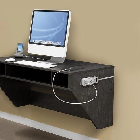 Mountable Power Strip with USB Ports,Wall Mount Power Outlets Screw Down Power Socket in Desk Under Cabinet Power Station 4AC Outlet 2 USB 6.56 Feet Extension Cord, On&Off Switch Black in Saudi Arabia
