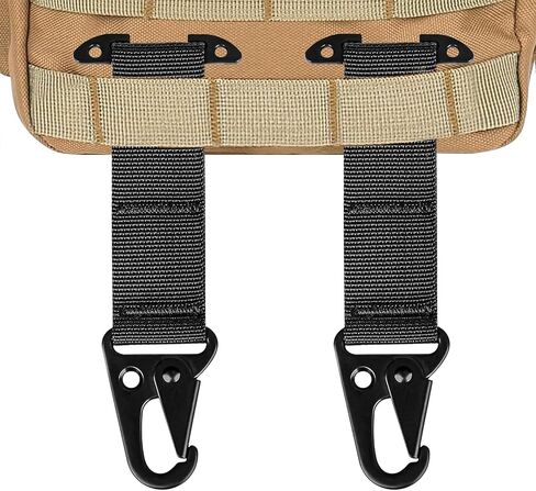 2 Pack Tactical Belt Clip T-Mount Clash Hook Outdoor Tactical Accessories Webbing Belt Molle Belt Clip with Metal Hook Tactical Gear Clip for Tactical Backpack Vest Belt(Black) in Saudi Arabia