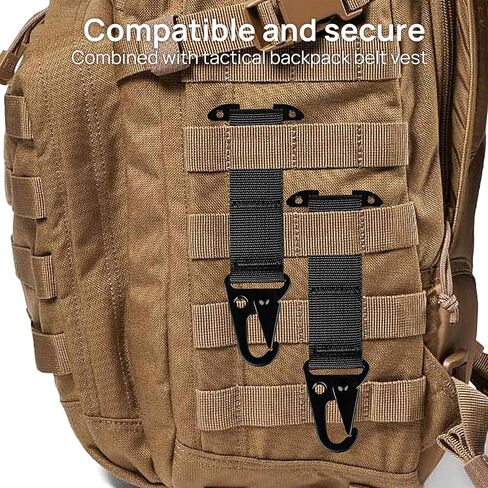 2 حزمة مشبك حزام تكتيكي T-Mount Clash Hook ملحقات تكتيكية خارجية حزام حزام مشبك حزام مولي مع خطاف معدني مشبك تروس تكتيكي لحزام سترة الظهر التكتيكي (أسود) in Saudi Arabia