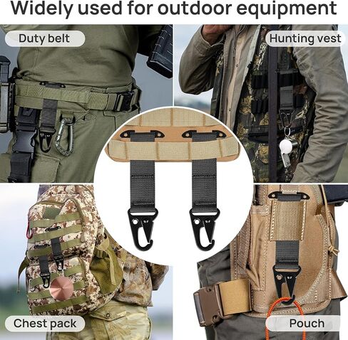 2 حزمة مشبك حزام تكتيكي T-Mount Clash Hook ملحقات تكتيكية خارجية حزام حزام مشبك حزام مولي مع خطاف معدني مشبك تروس تكتيكي لحزام سترة الظهر التكتيكي (أسود) in Saudi Arabia