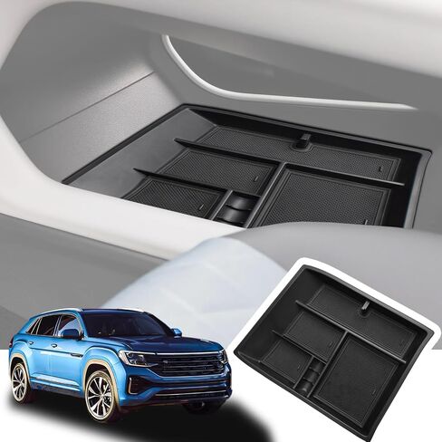 منظم وحدة التحكم المركزية EDBETOS 2024 Atlas السفلي متوافق مع ملحقات Volkswagen Atlas/Cross الرياضية 24+ إدراج صينية تخزين فتحة عملة معدنية مادة بلاستيك ABS in Saudi Arabia
