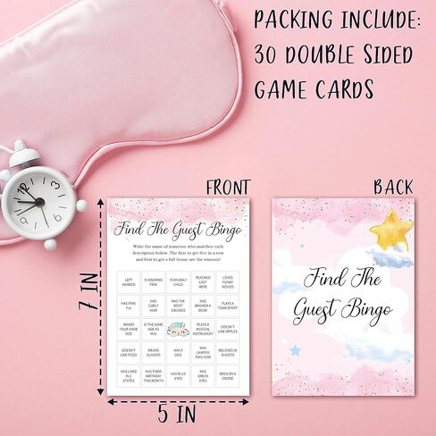 Slumber Party Games for Adults, What's in Your Sleepover Bag - Sleepover Games Card, Blush Pink Pajama Party Game Idea, Girls Birthday Party Supplies & Activity, Set of 30 Game Cards-A05 in Kuwait