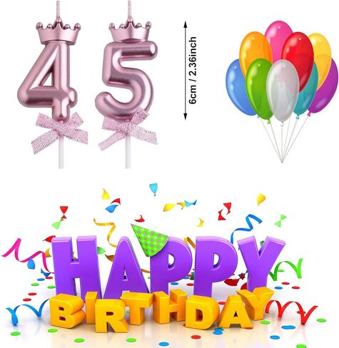 45th 54th Birthday Candles, Gold 54 45 Year Old Number Birthday Candles, Happy Birthday Party Cake Topper Decoration Gifts for Women Men in Kuwait
