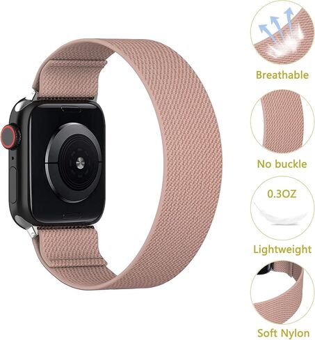 أربطة حلقة منفردة قابلة للتمدد متوافقة مع ساعة Apple 40 مم 38 مم 44 مم 42 مم 41 مم 45 مم أساور معصم من النايلون المنسوج المضفر للنساء والرجال لسلسلة iWatch 7/6/5/4/3/2/1/SE in Kuwait