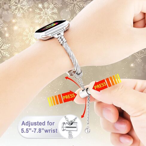 Dilando Gold Compatible for Apple Watch Band Gold 38mm/40mm/41mm Women Bracelet Series 8/7, Slim Dressy Fancy Jewelry Metal Strap Stainless Steel Shiny Bangle for iWatch Series 8/7/SE/6/5/4/3/2/1,Gold in Saudi Arabia