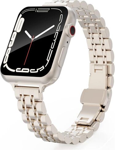 Slim Metal Watch Bands Compatible With Apple Watch 41mm 40mm 38mm 45mm 42mm 44mm 49mm, Thin Stainless Steel Chain Link for Women iWatch Series 9/8/7/SE/Ultra/6/5/4/3/2/1 in Saudi Arabia