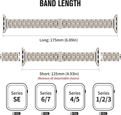 Slim Metal Watch Bands Compatible With Apple Watch 41mm 40mm 38mm 45mm 42mm 44mm 49mm, Thin Stainless Steel Chain Link for Women iWatch Series 9/8/7/SE/Ultra/6/5/4/3/2/1 in Saudi Arabia