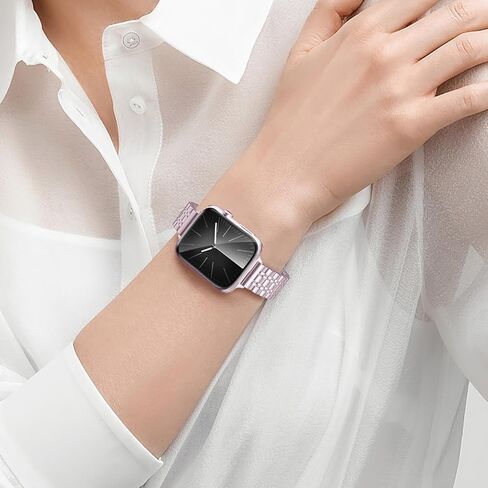 Slim Metal Watch Bands Compatible With Apple Watch 41mm 40mm 38mm 45mm 42mm 44mm 49mm, Thin Stainless Steel Chain Link for Women iWatch Series 9/8/7/SE/Ultra/6/5/4/3/2/1 in Saudi Arabia