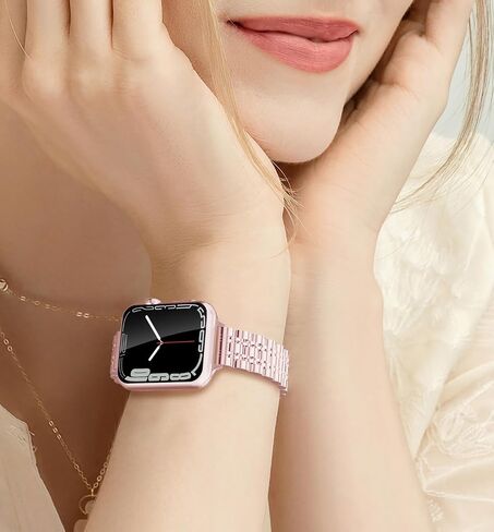 Slim Metal Watch Bands Compatible With Apple Watch 41mm 40mm 38mm 45mm 42mm 44mm 49mm, Thin Stainless Steel Chain Link for Women iWatch Series 9/8/7/SE/Ultra/6/5/4/3/2/1 in Saudi Arabia