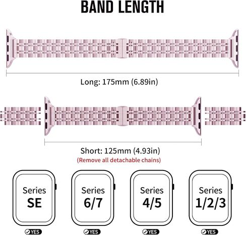 Slim Metal Watch Bands Compatible With Apple Watch 41mm 40mm 38mm 45mm 42mm 44mm 49mm, Thin Stainless Steel Chain Link for Women iWatch Series 9/8/7/SE/Ultra/6/5/4/3/2/1 in Saudi Arabia