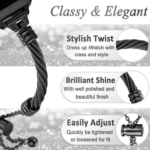 Dilando Gold Compatible for Apple Watch Band Gold 38mm/40mm/41mm Women Bracelet Series 8/7, Slim Dressy Fancy Jewelry Metal Strap Stainless Steel Shiny Bangle for iWatch Series 8/7/SE/6/5/4/3/2/1,Gold in Saudi Arabia