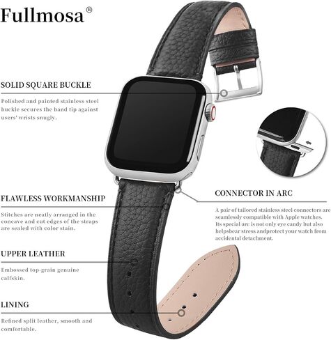 Fullmosa Leather Bands Compatible Apple Watch Band 38mm 40mm 41mm 42mm 44mm 45mm 49mm, Dressy Chic iWatch Strap with Case for iWatch Series 9 8 7 6 5 4 3 2 1 SE Ultra 2 1 for Women in Saudi Arabia