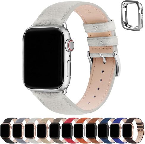 Fullmosa Leather Bands Compatible Apple Watch Band 38mm 40mm 41mm 42mm 44mm 45mm 49mm, Dressy Chic iWatch Strap with Case for iWatch Series 9 8 7 6 5 4 3 2 1 SE Ultra 2 1 for Women in Saudi Arabia