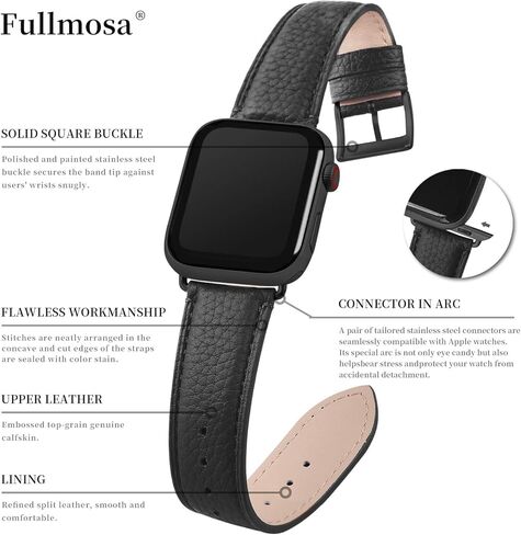 أحزمة جلدية من Fullmosa متوافقة مع سوار ساعة Apple مقاس 38 مم 40 مم 41 مم 42 مم 44 مم 45 مم 49 مم، حزام iWatch أنيق مع حافظة لسلسلة iWatch 9 8 7 6 5 4 3 2 1 SE Ultra 2 1 للنساء in Kuwait