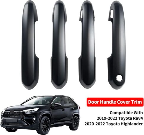Door Handle Cover Trim Compatible With Toyota Rav4 XLE SE XSE 2019-2023 For Highlander L LE XLE XSE 2020-2023 Exterior Door Handles Accessories Decoration with Smart Key Holes Carbon Fiber style in Saudi Arabia