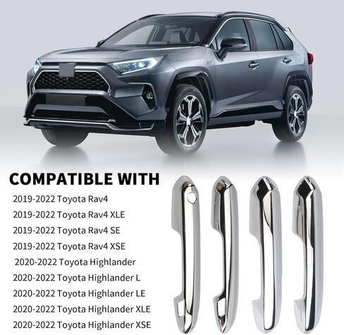 Door Handle Cover Trim Compatible With Toyota Rav4 XLE SE XSE 2019-2023 For Highlander L LE XLE XSE 2020-2023 Exterior Door Handles Accessories Decoration with Smart Key Holes Carbon Fiber style in Kuwait