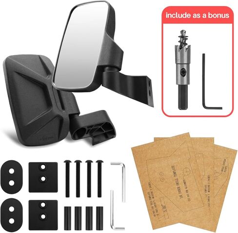 مرايا جانبية رينجر مثبتة على الباب، مرايا SHEJISI UTV مطابقة لقم الثقب الخاصة تجعل التثبيت أسهل وأكثر ملاءمة، متوافقة مع 2018-2023 Polaris Ranger Crew SP XP 570 1000 in Kuwait