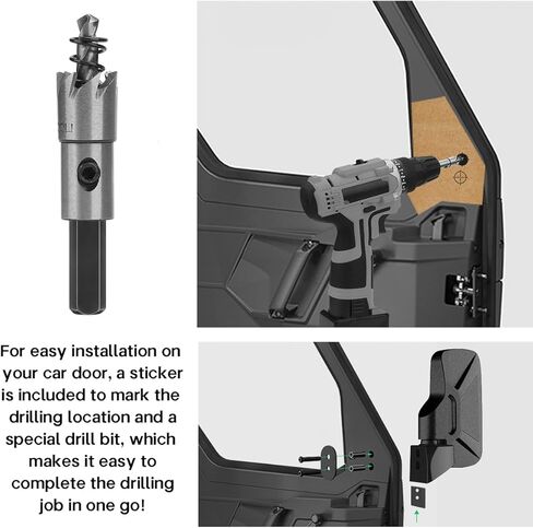 مرايا جانبية رينجر مثبتة على الباب، مرايا SHEJISI UTV مطابقة لقم الثقب الخاصة تجعل التثبيت أسهل وأكثر ملاءمة، متوافقة مع 2018-2023 Polaris Ranger Crew SP XP 570 1000 in Kuwait