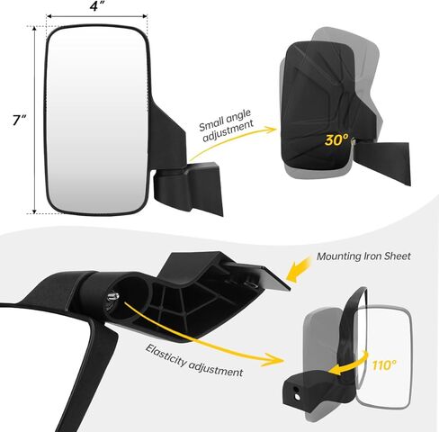 مرايا جانبية رينجر مثبتة على الباب، مرايا SHEJISI UTV مطابقة لقم الثقب الخاصة تجعل التثبيت أسهل وأكثر ملاءمة، متوافقة مع 2018-2023 Polaris Ranger Crew SP XP 570 1000 in Kuwait