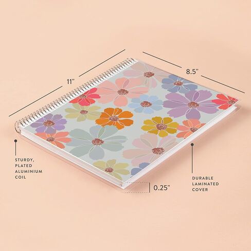 Erin Condren 8.5" X 11" Spiral Bound Lined Notebook - Colorful Cosmos, 160 Lined Page Note Taking & Writing Notebook, 80 Lb, Thick Mohawk Paper, Stickers Included in Saudi Arabia