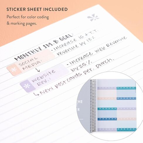 Erin Condren 8.5" X 11" Spiral Bound Lined Notebook - Colorful Cosmos, 160 Lined Page Note Taking & Writing Notebook, 80 Lb, Thick Mohawk Paper, Stickers Included in Saudi Arabia