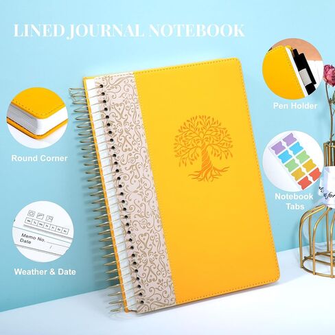 FLYING EAGLE Spiral Notebook, Journal Notebooks for Women, 300 Pages College Ruled Hardcover Notebook for School, Work, Note Taking, Writing, B5 Yellow in Saudi Arabia
