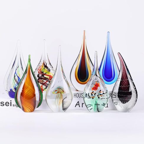 DOVDOV Blown Glass Sculpture, Green Glass Art Collection Statue, Unique Mediterranean Decorative Glass, Suitable for Office, Bookshelf, Dresser, Living Room Coffee Table, Mantelpiece Filling in Saudi Arabia