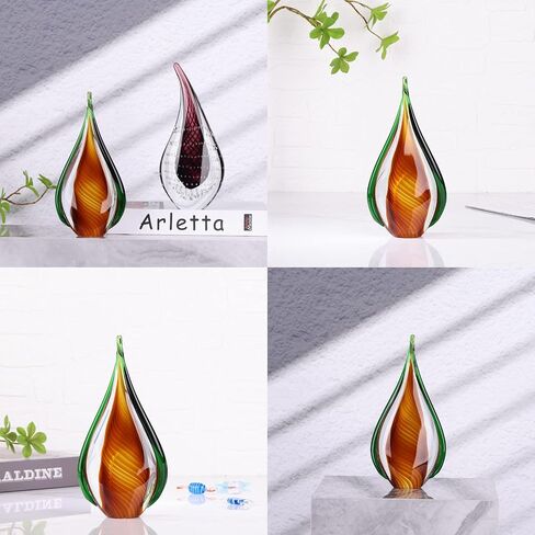 DOVDOV Blown Glass Sculpture, Green Glass Art Collection Statue, Unique Mediterranean Decorative Glass, Suitable for Office, Bookshelf, Dresser, Living Room Coffee Table, Mantelpiece Filling in Saudi Arabia