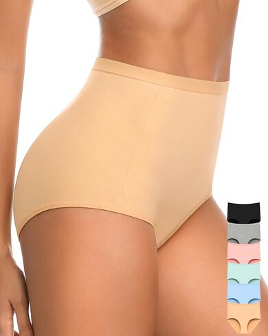 OLIKEME Womens High Waisted Underwear Cotton Full Coverage Panties Soft Stretch Breathable Postpartum C Section Briefs Pack in Saudi Arabia