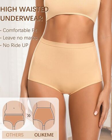 OLIKEME Womens High Waisted Underwear Cotton Full Coverage Panties Soft Stretch Breathable Postpartum C Section Briefs Pack in Saudi Arabia