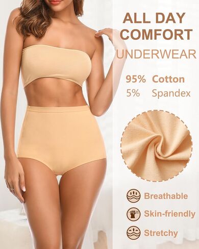 OLIKEME Womens High Waisted Underwear Cotton Full Coverage Panties Soft Stretch Breathable Postpartum C Section Briefs Pack in Saudi Arabia