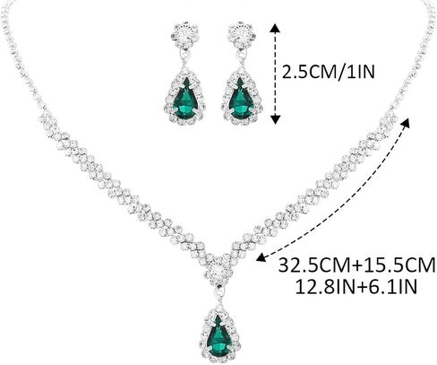 Unicra Rhinestone Bridal Wedding Jewelry Set Silver Crystal Necklace Earrings Sets Formal Costume Jewelry for Women and Brides in Saudi Arabia