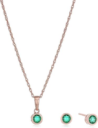 MORGAN & PAIGE Dainty 925 Sterling Silver Gemstone Birthstone Petite Stud Earrings and 16" Pendant Necklace Jewelry Set in Saudi Arabia