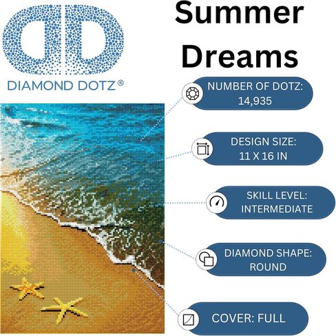 DIAMOND DOTZ ® - Summer Dreams, Full Drill, Round Dotz, Diamond Painting Kits, Diamond Art Kits for Adults, Gem Art, Diamond Art, Diamond Dotz Kits, 11"x16" in Saudi Arabia