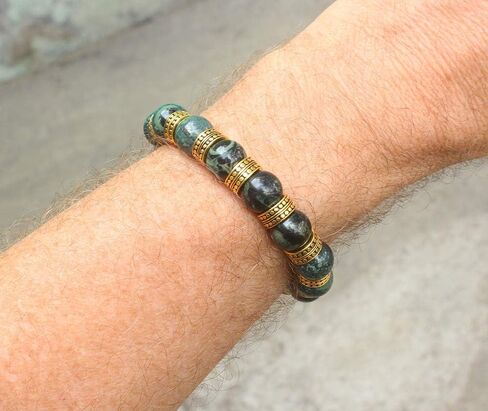 سعر بيع خاص!!! سوار من الخرز الذهبي من اليشم عيار 22 قيراط، سوار من اليشم الفاخر للرجال، سوار رجالي عالي الجودة in Kuwait