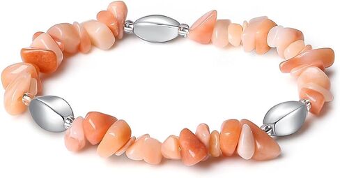 Natural Stone Beads Bracelet - Handmade Stretch Bangle with Mixed Crystal Gravel and Elegant Metal Accents for Women and Men (Blue Sand, Silver plated) in Saudi Arabia