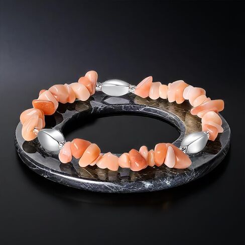 Natural Stone Beads Bracelet - Handmade Stretch Bangle with Mixed Crystal Gravel and Elegant Metal Accents for Women and Men (Blue Sand, Silver plated) in Saudi Arabia