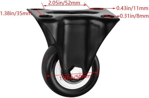 MroMax 2 Inch Fixed Caster Wheels, No Noise PVC Plate Casters, Each Capacity 132lbs, Double Ball Bearing Black Fixed Plate Casters for Workbench and Furniture (Pack of 4) in Saudi Arabia