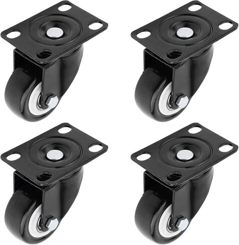 MroMax 2 Inch Fixed Caster Wheels, No Noise PVC Plate Casters, Each Capacity 132lbs, Double Ball Bearing Black Fixed Plate Casters for Workbench and Furniture (Pack of 4) in Saudi Arabia