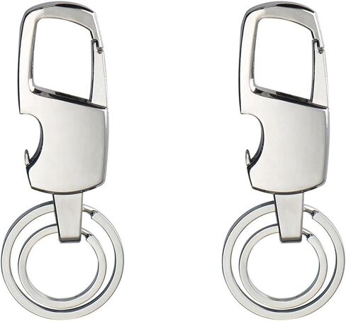 2 قطعة سلسلة مفاتيح السيارة حلقات رجالي لمفاتيح السيارة مشبك حلقة تسلق متعدد الوظائف سلسلة مفاتيح فتاحة الزجاجات الثقيلة in Kuwait