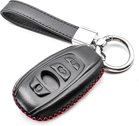 MECHCOS متوافق مع Subaru Ascent WRX BRZ Forester Impreza Crosstrek Legacy Outback XV WRX STI XV Crosstrek جلدي للدخول بدون مفتاح وجهاز تحكم عن بعد وغطاء حماية للمفتاح، أسود/أحمر in Kuwait