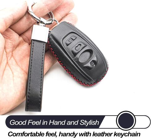 MECHCOS متوافق مع Subaru Ascent WRX BRZ Forester Impreza Crosstrek Legacy Outback XV WRX STI XV Crosstrek جلدي للدخول بدون مفتاح وجهاز تحكم عن بعد وغطاء حماية للمفتاح، أسود/أحمر in Kuwait