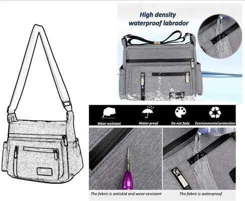 Wxnow Multi Pocket Shoulder Bag Crossbody Bag for Women Travel Purse Work Bag in Saudi Arabia