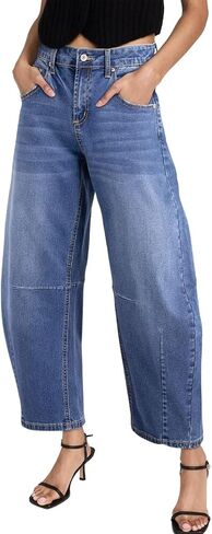 Sidefeel Women's Barrel Jeans Wide Leg Vintage Mid Rise Y2k Baggy Boyfriend Denim Pants in Saudi Arabia