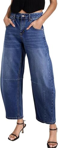 Sidefeel Women's Barrel Jeans Wide Leg Vintage Mid Rise Y2k Baggy Boyfriend Denim Pants in Saudi Arabia