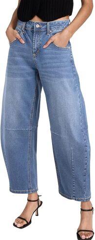 Sidefeel Women's Barrel Jeans Wide Leg Vintage Mid Rise Y2k Baggy Boyfriend Denim Pants in Saudi Arabia