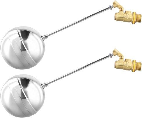 2PCS 1/2 "صمام الكرة الطافية من الفولاذ المقاوم للصدأ، صمام تعويم حوض المياه، DN15 صمام الكرة العائمة التبديل صمام النحاس التلقائي للتحكم في مستوى خزان برج المياه في حوض السباحة in Kuwait