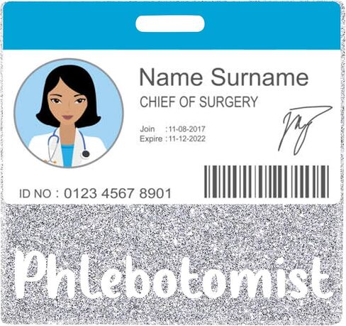 Plifal Phlebotomist شارة الأصدقاء حامل بطاقة ممرضة التمريض الملحقات بريق أسود أفقي معرف اسم تحديد العلامات ممرضة هدايا العمل in Kuwait